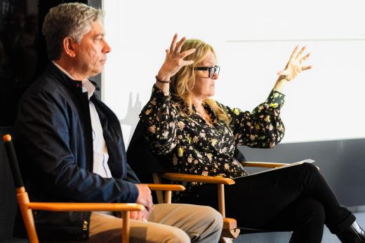 Lori Furie, Executive Vice President, Visual Effects and John Naveira, Executive Vice President, Post Production speak at the Sony Future Filmmaker Awards 2024 workshop program