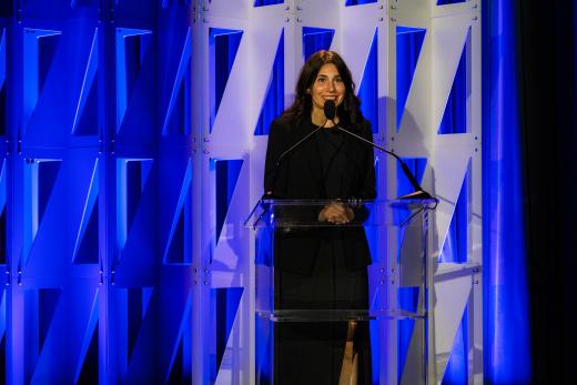 Carolyn Giardina, Senior Entertainment Tech & Crafts Editor, Variety presenting at the Sony Future Filmmaker Awards 2024 ceremony