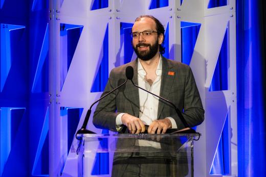 Kyle Novak accepting the award for the Student category at the Sony Future Filmmaker Awards 2024 ceremony