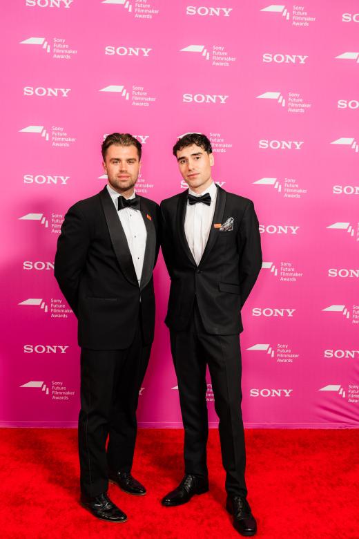 Shortlisted filmmaker Jason Hogan with Director of Photography Rob O'Kelly at the Sony Future Filmmaker Awards 2024 ceremony