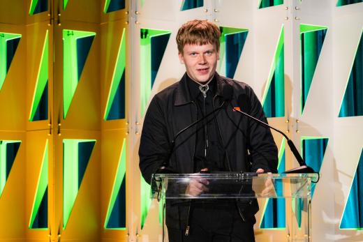 Solmund MacPherson accepting the award for the Environment category at the Sony Future Filmmaker Awards 2024 ceremony