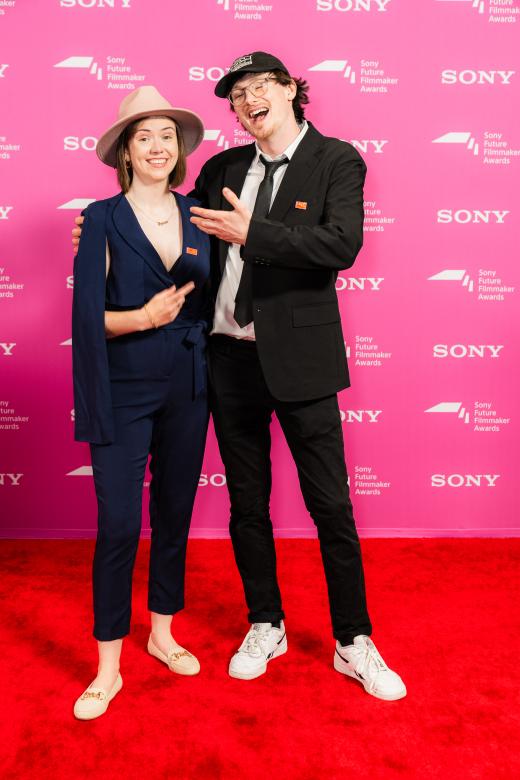 Shortlisted filmmaker Lisa Kenney with Director of Photography Toby Lloyd at the Sony Future Filmmaker Awards 2024 ceremony