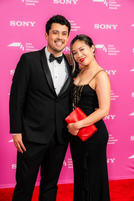 Shortlisted filmmakers Katniss Tung Cheng and Salvador Alejandro Gutiérrez at the Sony Future Filmmaker Awards 2024 ceremony