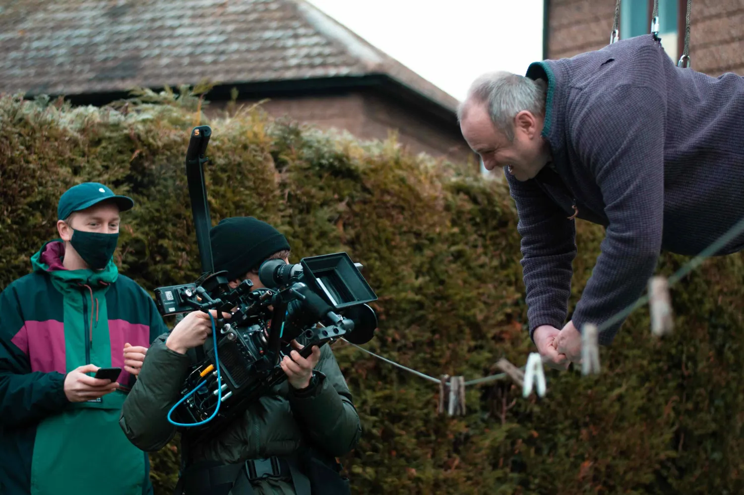 Alfie Barker on set of Hanging On